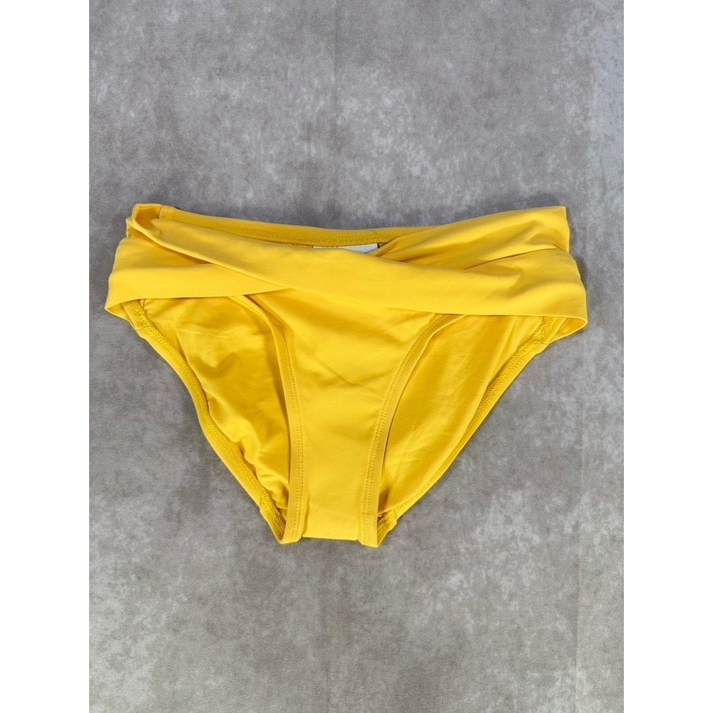 Robin Piccone Yellow Ava Twist Front Bikini Bottom Swimwear XS 181766‎